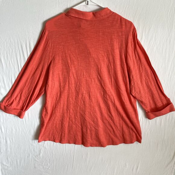 Chicos Shirt Women Sz 3 XL Red  Soft Flowy Button Up Pocket - Picture 5 of 7